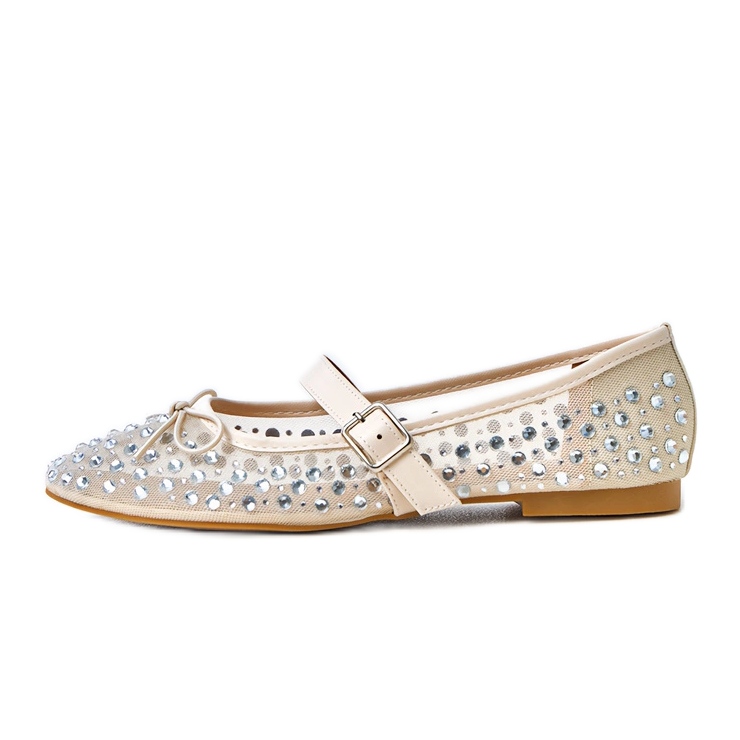 Ballerinas en maille beige avec cristaux Elasid