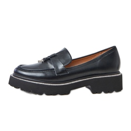 Mocassins noirs avec décoration et zircone cubique le noir