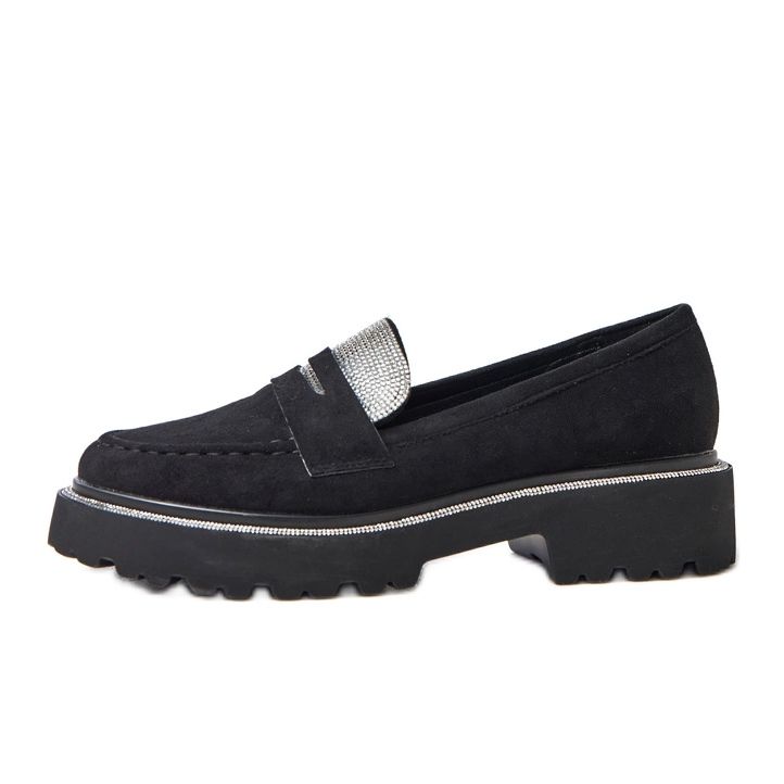 Mocasins Black Ekozamszu décorés de zircone cubique klooren le noir