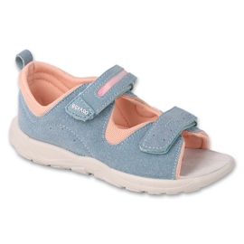 Sandales enfant Befado avec empiècement en cuir 721P014 bleu et rose