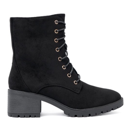 Shelvt Bottes noires confortables avec une orteil rond