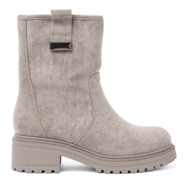 Shelvt Bottes grises confortables sur une semelle massive