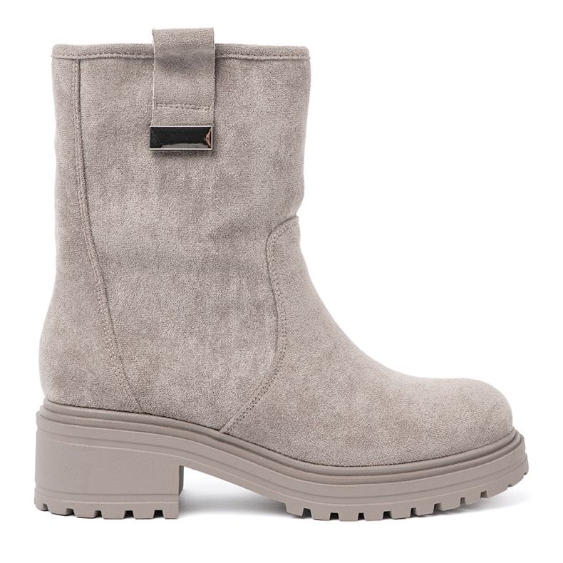 Shelvt Bottes grises confortables sur une semelle massive Shelvt Bottes grises confortables sur une semelle massive