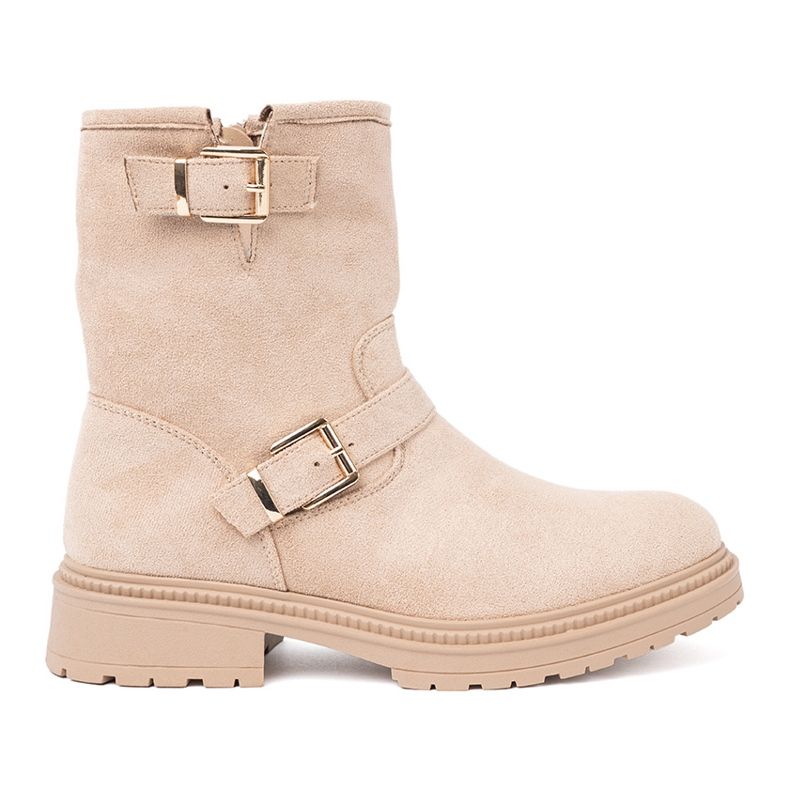 Shelvt Bottes élégantes de Jsnobeżowe avec boucles décoratives