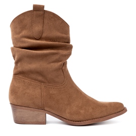 Shelvt Bottes de femmes brunes avec une coupe classique