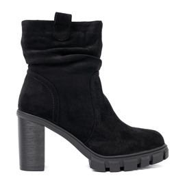 Shelvt Bottes noires élégantes avec une tige froissée le noir