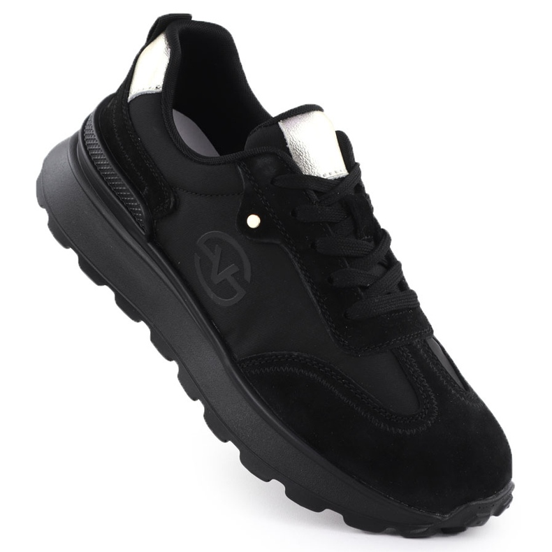 Chaussures de sport en cuir féminin noir Vinceza 41491 le noir