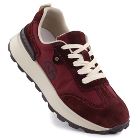 Chaussures de sport en cuir pour femmes. Vinceza 41491 Bourgogne rouge