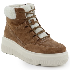 Bottes en cuir pour femmes sur la plate-forme Camel Vinceza 95354 brun