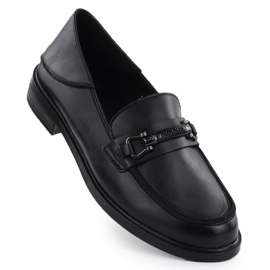 Chaussures en cuir pour femmes, mocassins noirs, Vinceza 18112 le noir