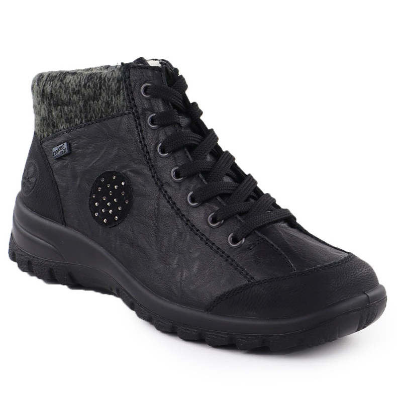 Bottes étanches en cuir imperméable isolé Rieker Black L7110-01