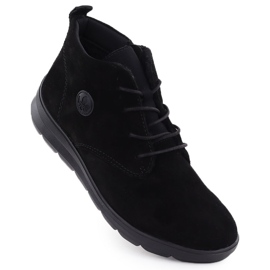 Boots en cuir en cuir féminin noir Rieker Z0022-00 le noir