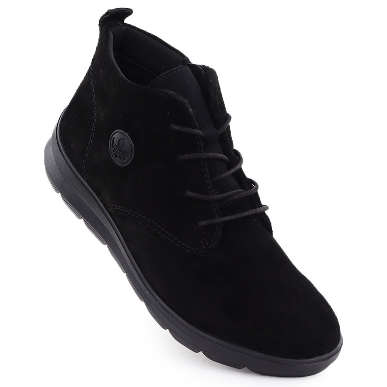 Boots en cuir en cuir féminin noir Rieker Z0022-00 le noir