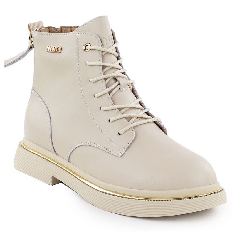 Bottes en cuir pour femmes Goe SS2N4101 beige Bottes en cuir pour femmes Goe SS2N4101 beige