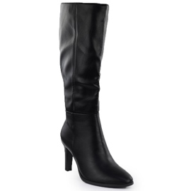 Bottes sur un Jezzi Black Femme à talon élevé ASA271-2