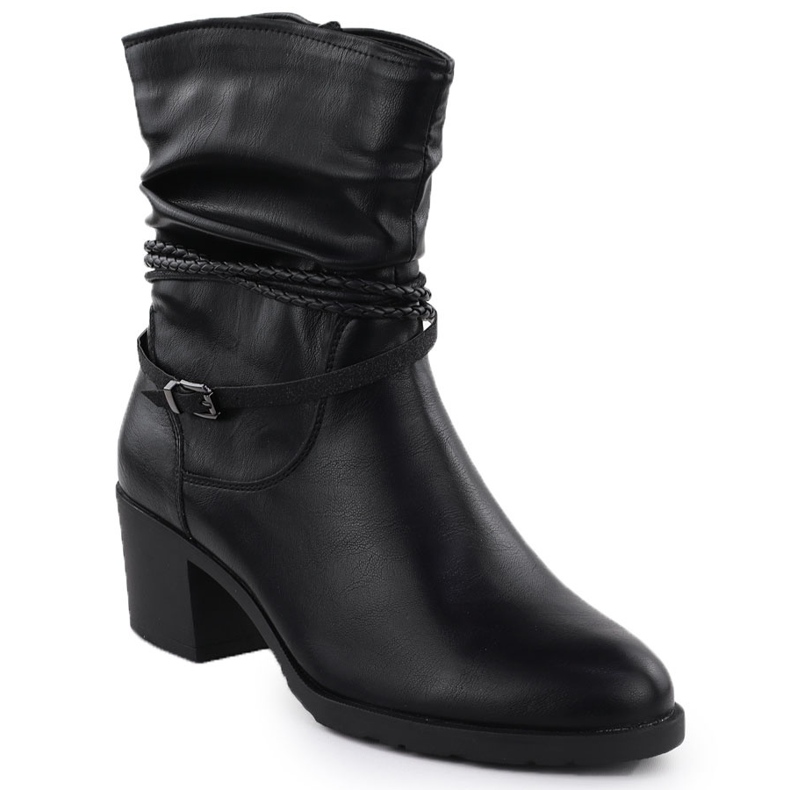 Bottes froissées sur le bloc Jezzi noire féminine ASA128-63