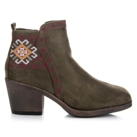 Kylie Bottines à motif ethnique vert