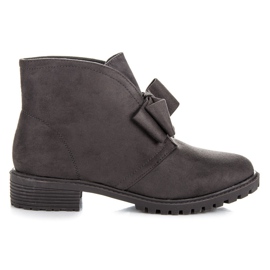 Bestelle Bottines à enfiler avec un nœud gris Bestelle Bottines à enfiler avec un nœud gris