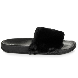 Pantoufles Avec Fourrure le noir