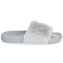 Pantoufles Avec Fourrure gris