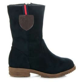Top Shoes Bottes en daim pour enfants bleu marine