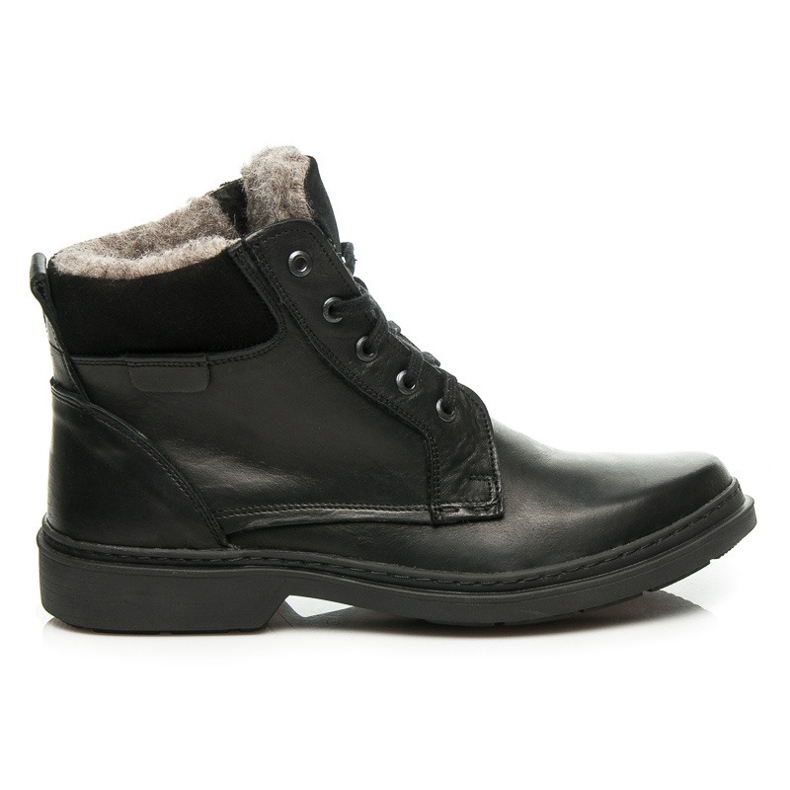 Lucca Bottes pour hommes avec fourrure le noir