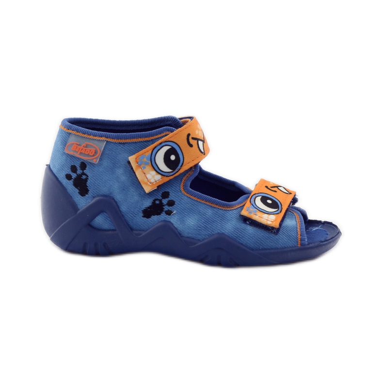 Chaussons Velcro Befado bleus 250p065 orange