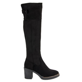 Seastar Bottes en daim sur le poteau le noir
