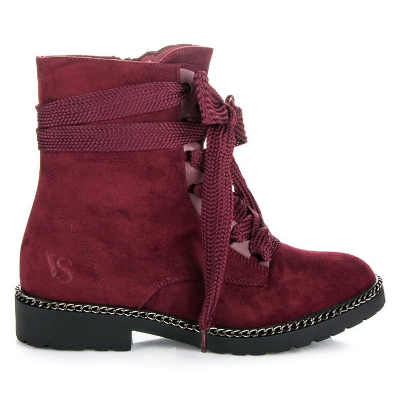 Vices New Collection Boots à larges lacets bordeaux rouge