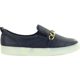 Slip-on avec une chaîne L-57 bleu marine