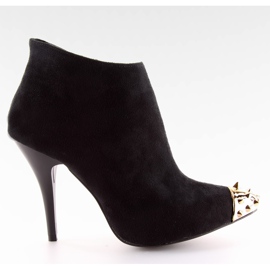 Bottes avec nez Y327-1A Daim noir le noir