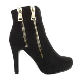 Bottines dorées A857-1 Fermetures éclair noires