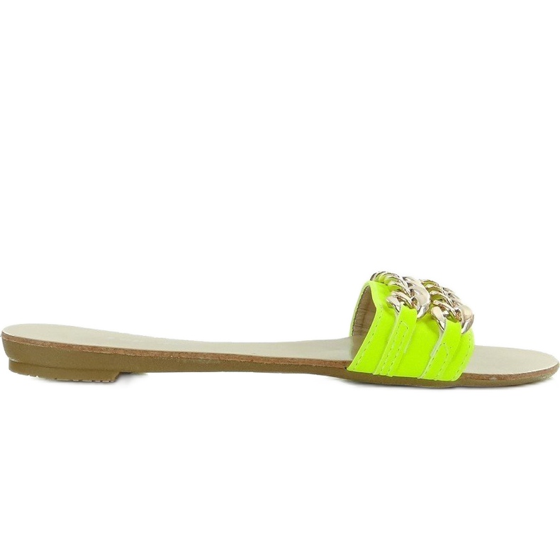 Chaussons avec une chaîne dorée MB-6272 jaune-fluo d'or