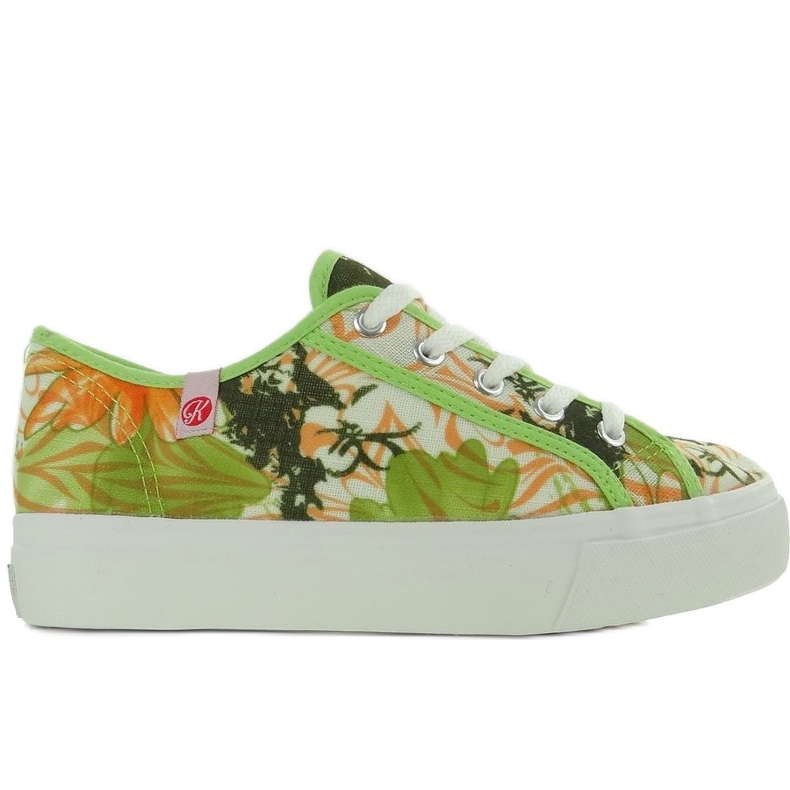 Baskets semelle épaisse K145403 multicolore vert