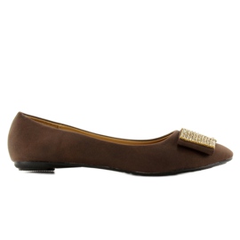Ballerines avec zircons cubiques 619-170 Coffe brun