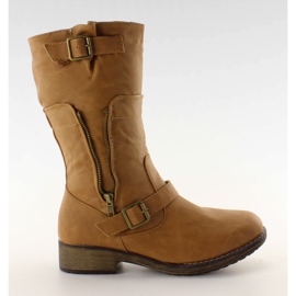 Bottes avec une fermeture éclair IR-29 camel brun