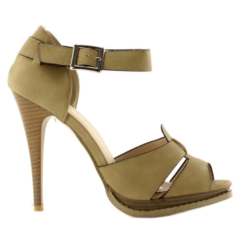 Sandales sur talon kaki 9505