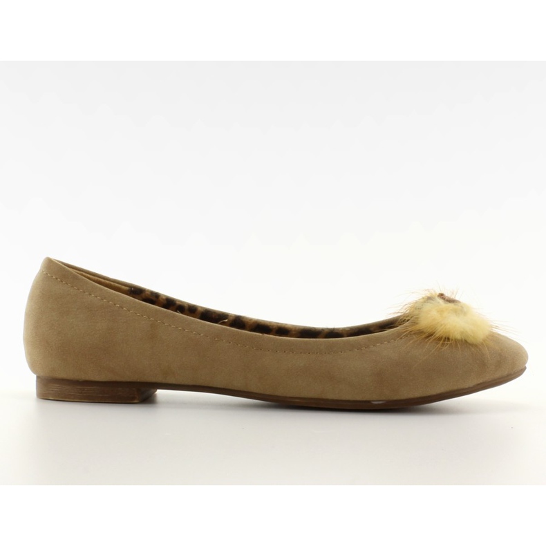 Ballerines décorées de fourrure de chameau brun