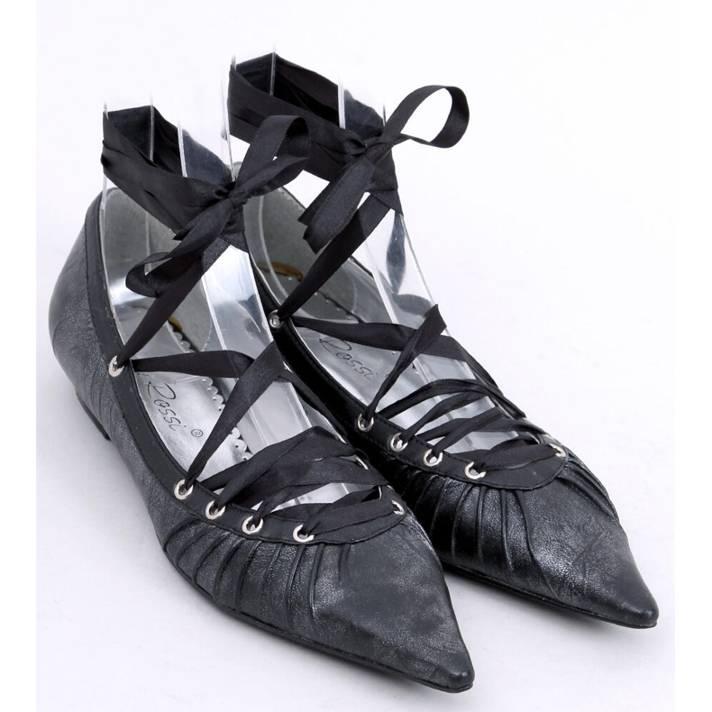 Ballerines avec ruban autour de la cheville 391029-2 Noir le noir