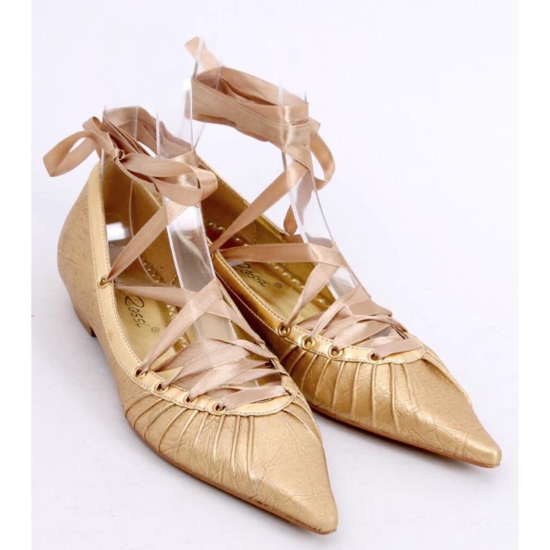 Ballerines avec ruban autour de la cheville 391029-2 Bronze jaune
