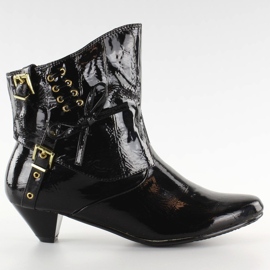 Bottes avec un noeud 5196-3V vernis noir le noir