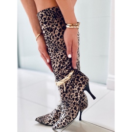 Bottes léopard panthère B36025-L02 brun