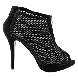 Escarpins en maille ajourée noirs