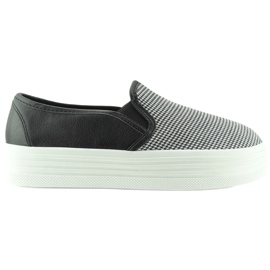 Sneakers slip-on minuscule pied de poule SS02-02 Noir le noir