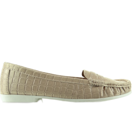 Mocassins femme texture peau de serpent Beige Mocassins femme texture peau de serpent Beige
