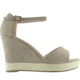 Sandales compensées, lin Corde d'abricot brun