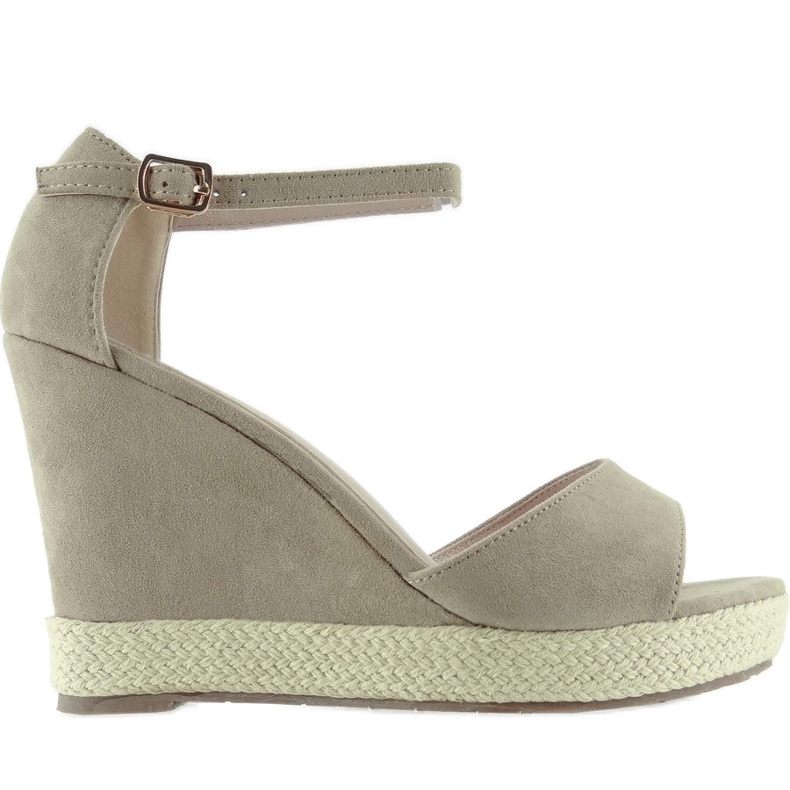 Sandales compensées, lin Corde d'abricot brun