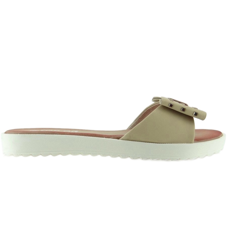 Chaussons Semelle Blanche Avec Noeud 8327 Beige brun