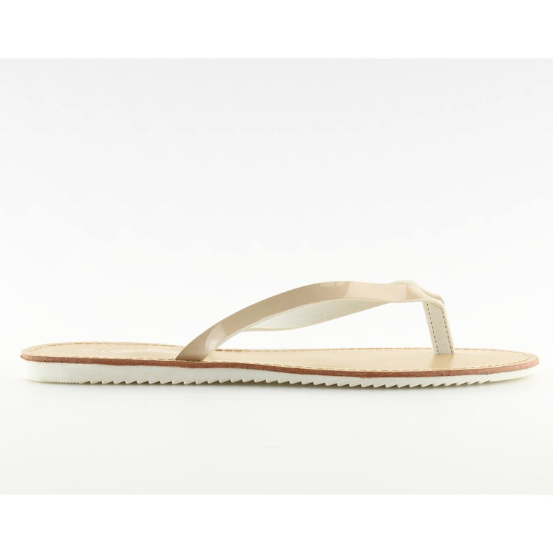 Chaussons, tongs, semelle blanche LS-76 Beige