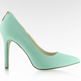 Talons hauts pour femmes avec une fermeture éclair Celadon bleu